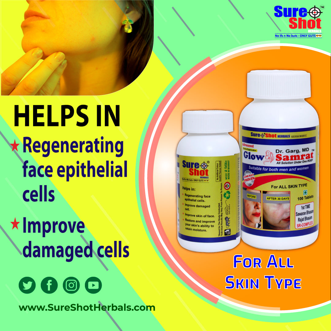 Dr.Garg's M.D. - Glow Samrat Tablets (100 Pcs) For Regenerating Face Epithelial Cell, Improve Damaged Cell, Improve Face Skin