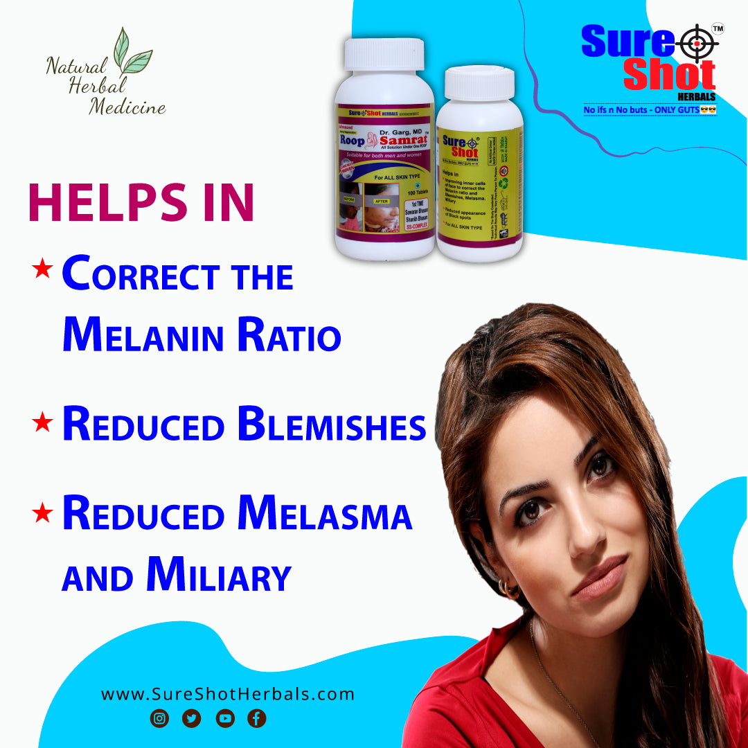 Dr.Garg's M.D. - Roop Samrat Tablets (100 Pcs) For All Skin Type, Reduced Appearance Of Black Spots,