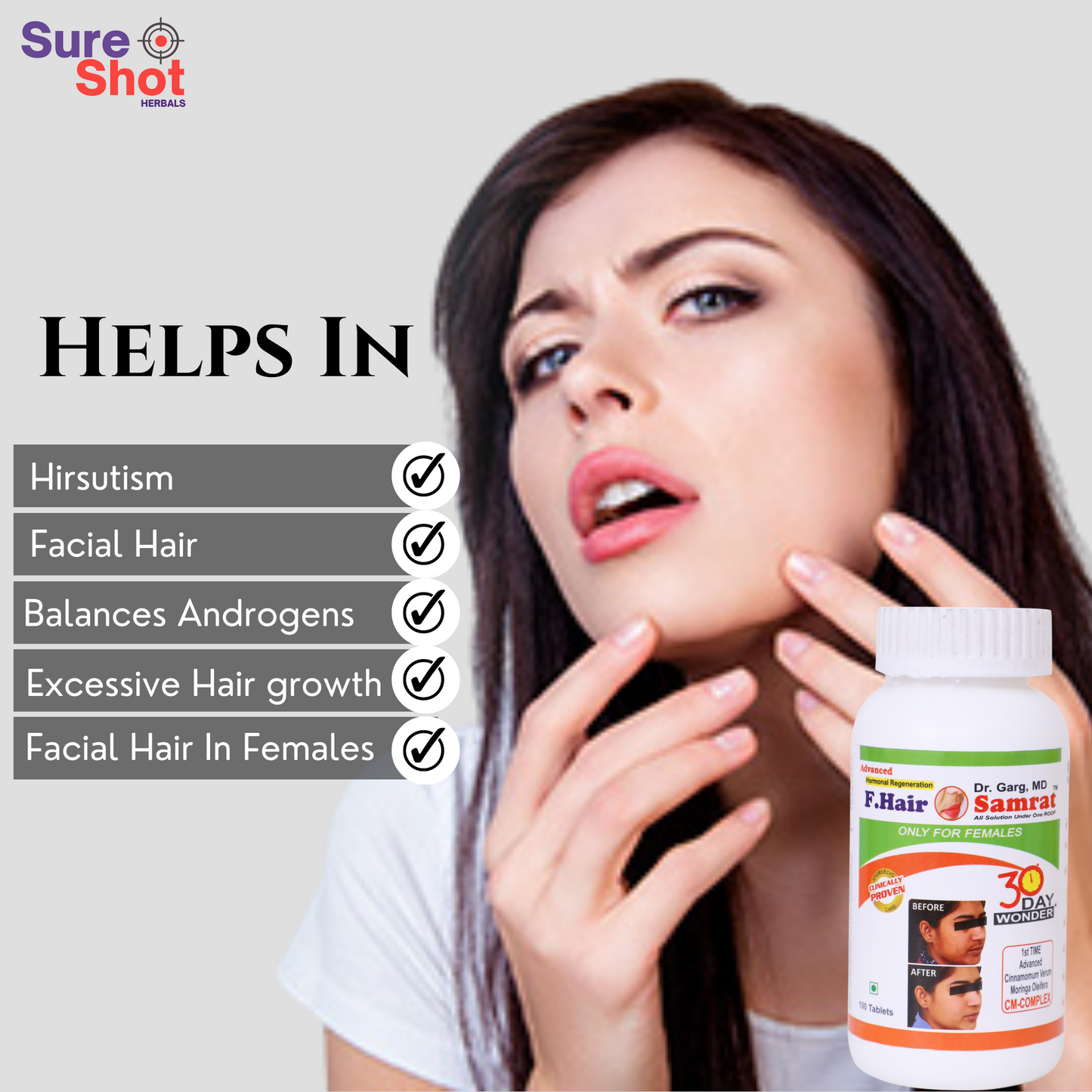 Dr.Garg's M.D.- Hirsutism - FACIAL HAIR IN FEMALES - Upper Lips -Hair On Chin