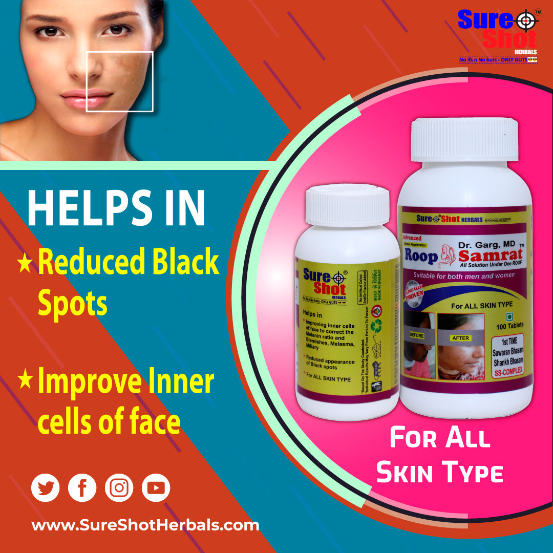 Dr.Garg's M.D. - Roop Samrat Tablets (100 Pcs) For All Skin Type, Reduced Appearance Of Black Spots,