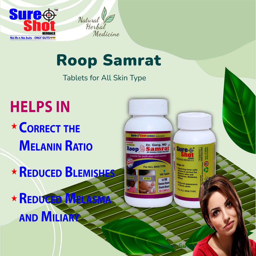 Dr.Garg's M.D. - Roop Samrat Tablets (100 Pcs) For All Skin Type, Reduced Appearance Of Black Spots,